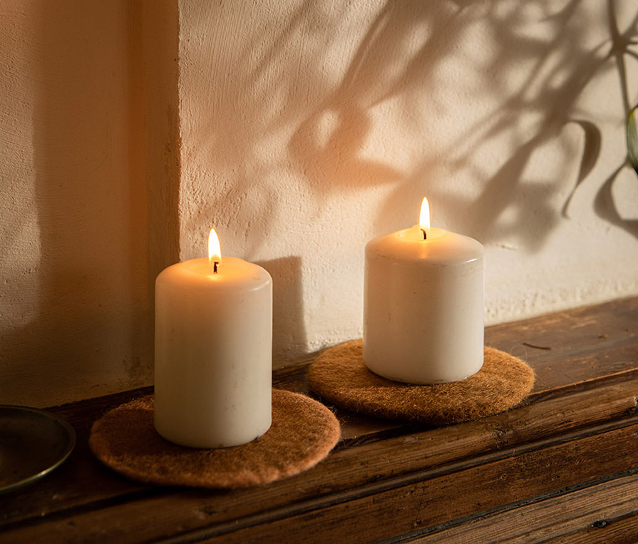 Dessous de verres ronds en laine