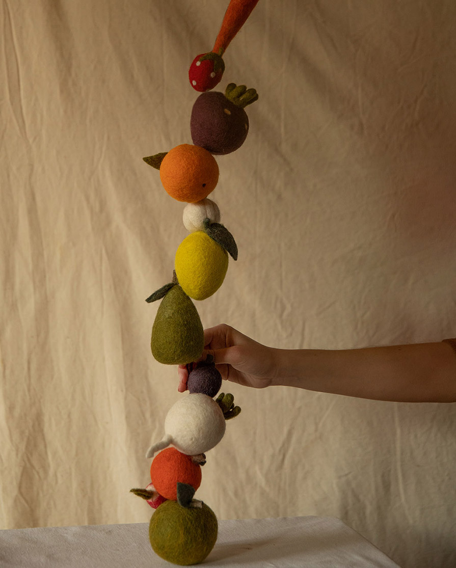 Fruits et légumes décoratifs en feutre de laine