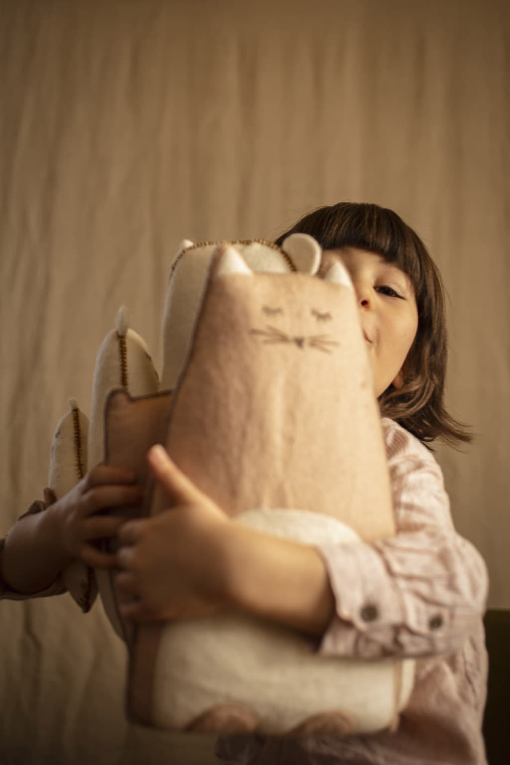 Wollen kinderkussens in de vorm van een kat